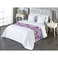 thumbnail image 3 of Leafy Design Bed Runner, Purplish Tone Modern Tropical Leaves Pattern Aloha Monsteras Print, Decorative Accent Bedding Scarf for Hotels Homes & Guest Rooms, Queen, Fuchsia Dark Lavender, by Ambesonne, 3 of 3
