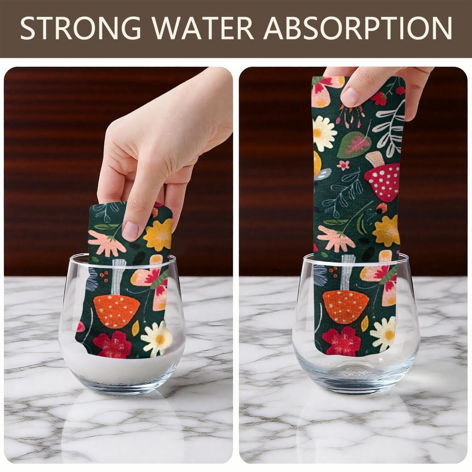 6 Pcs Funny Kitchen Towels,Pioneer Flower Floral Print Pattern Microfiber Dish Towels,Kitchen Tea Towels,Kitchen Towel Set (18" X 26")