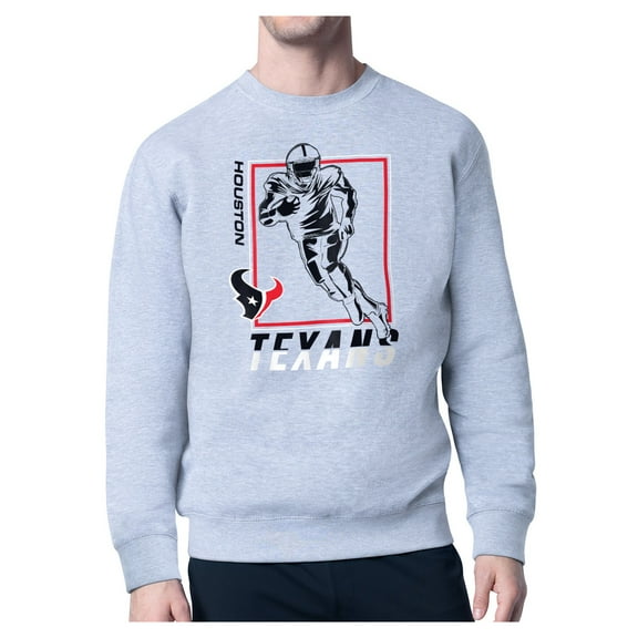 Men's-Starter Heather Gray Houston Texans Tri-Blend Pullover Sweatshirt