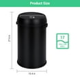thumbnail image 3 of Garvee 17 Gallon/65 Liter Stainless Steel Swing Top Trash Can, Heavy Duty Round Trash Bin with Swing Lid, Commercial Large Garbage Can, for Kitchen, Restaurant, Office, Matte Black, 3 of 8