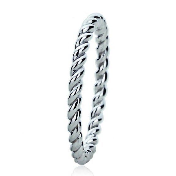 Women's 14K White Gold 2mm Plain Band Braided Rope Design Wedding Band