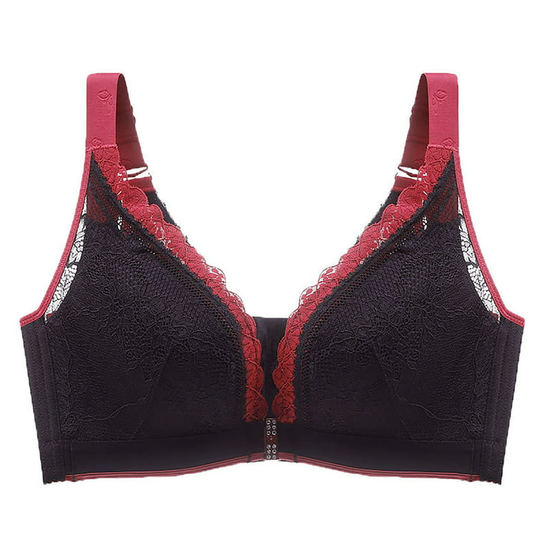 Samickarr Minimizer Front Closure Bras For Women Full Coverage Women'S Bra  Wire Free Underwear Large Size Thin Cup Lace Sexy Bra