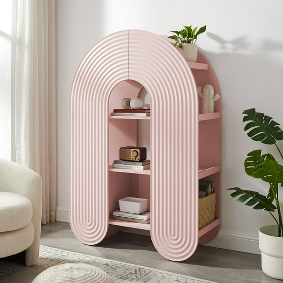 Daydream 58" Arched Bookshelf in Soft Pink