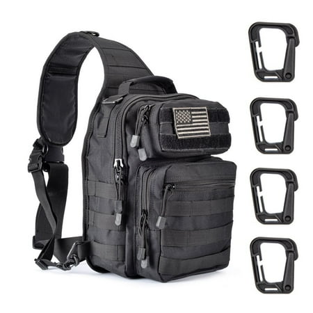 Tactical Sling Bag Pack For Men Military Shoulder Backpack W 4 D Ring Clips