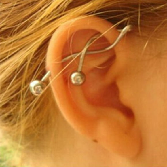 1Pc 14g Cool Twist Spiral Ear Industrial Barbell Belly Ring Piercing Earring