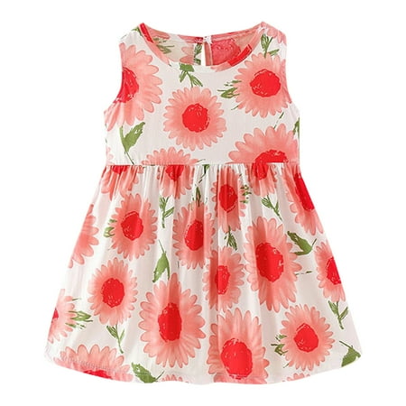 

Summer Toddler Girls Sleeveless Sundress Floral Prints Ruffles Dress Casual Dress Clothes Uniform Dresses For Girls Toddler Fall Outfits For Girls Outfits For 1 Year Old Girl