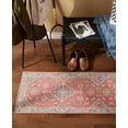 thumbnail image 4 of TOWN & COUNTRY LUXE Livie Forever Vintage Everwash® Washable Multi-Use Decorative Rug with Non-Slip Backing, Coral/Grey, 24"x72", 4 of 10