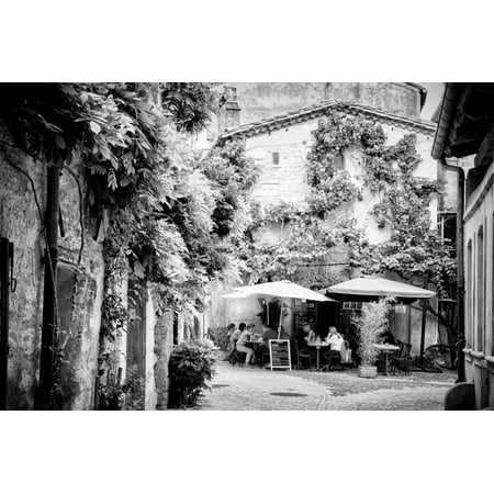 France Provence B&W Collection - Provencal Restaurant Print Wall Art By Philippe