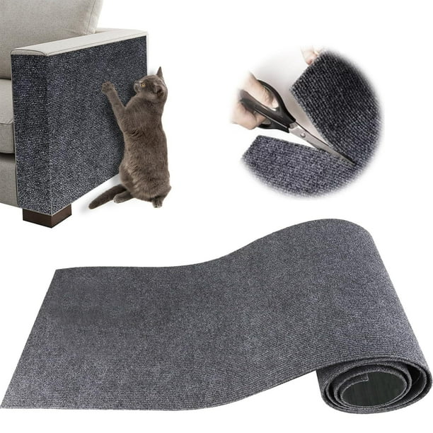 Alfombra rascador para gatos, autoadhesiva, 100 x 30 cm, reutilizable y recortable, ideal para sofás, muebles y paredes, fácil de instalar, sisal y alfombra (gris claro)