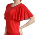 thumbnail image 4 of Blusa de baile con mangas acampanadas para mujer, de manga corta, para tango latino, cha cha cha L, 4 of 6