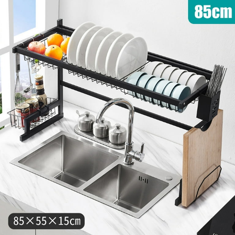 Over The Sink Dish Drying Rack 65CM Stainless Steel Kitchen Cutlery Holder  Shelf