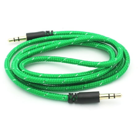 Samsung Galaxy Tab 4 Wire For Tv Green Braided Aux Cable Car Stereo Wire Audio Speaker Cord 3.5mm Aux-in Adapter Auxiliary 3ft E6 for Samsung Galaxy J5 J7, Note 3 4 5 Edge, S5 S6 Edge Edge+ S7 Edge S8 S8+, Tab 4 NOOK 10.1 (SM-T530) ()