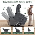 thumbnail image 6 of Electric Power Lift Recliner Chair for Elderly with Heat & Massage,160° Adjustable PU Leather Recliner with Remote Control, Stand Assist, Cup Holders & Side Pockets for Living Room Bedroom (Gray), 6 of 10