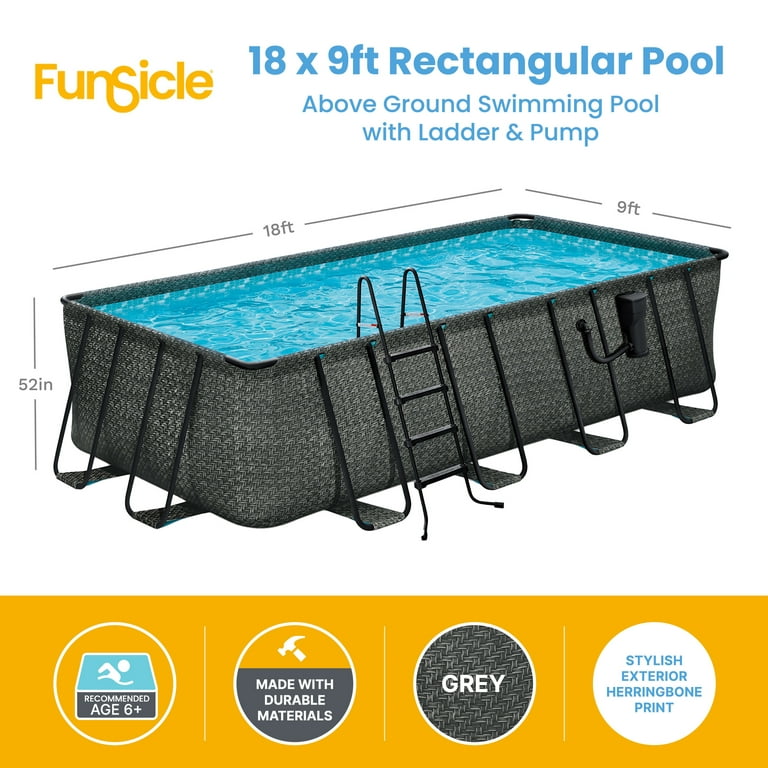 Funsicle 32-ft x 16-ft x 52-in Metal Frame Rectangle Above-Ground Pool with  Filter Pump,Ground Cloth,Pool Cover and Ladder in the Above-Ground Pools  department at