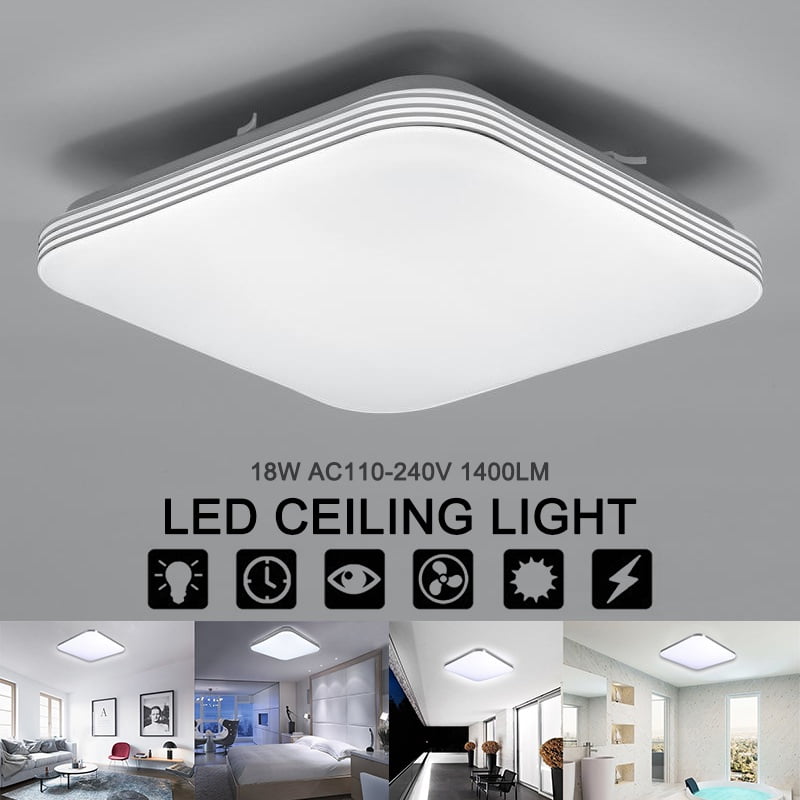 Square 100W Equivalent IP44 Waterproof for Kitchen Living Room Bedroom and Hallway 29.5 x 29.5 x 2.5 cm LED Ceiling Light Dimmable Flush 18W Bathroom Ceiling Light RGB