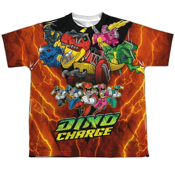 Mighty Morphin Power Rangers Zord Power Big Boys Sublimation Shirt White SM