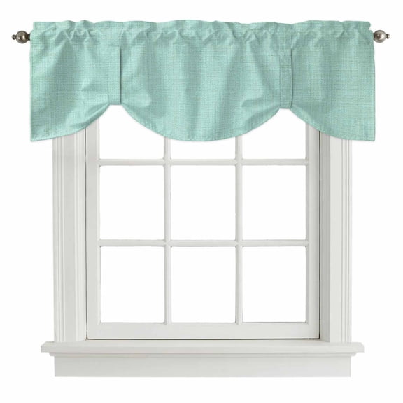Tie Up Valances for Windows, Linen Mint Green Adjustable Valance Curtains Window Treatment for Living Room/Bedroom, Modern Minimalist Pure Solid Color Rod Pocket Kitchen Curtains & Drapes 54x18 Inch
