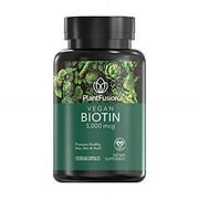 PlantFusion Biotin 5,000 mcg Vegan Vitamin Supports Health Hair, Skin & Nails, 120 Capsules