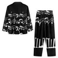 thumbnail image 4 of Renewold Casual Piano Notes Button Pajamas Set Women Loose Fitting Home Life Wear Cozy Up Nightwear 2 Pack Fall Spring Winter Outfits Tops Thermal PJ Pants Sleepwear Set Size S, 4 of 6