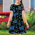 thumbnail image 4 of LOVZFMLL Robe d'Été Unie à Manches Courtes Col Rond en Maille Princesse Robe de Mariage pour Enfants, 4 of 5