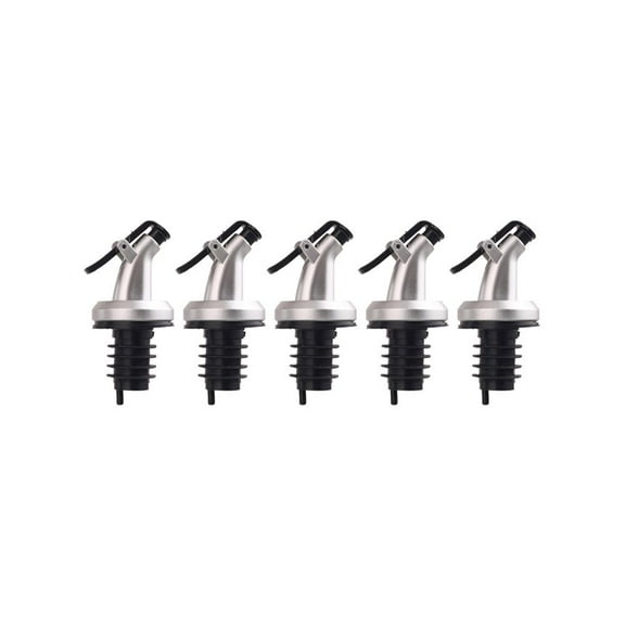5-Piece Silicone Pouring Spouts Leak-Proof Universal Fit for Liquor and Oil Bottles
