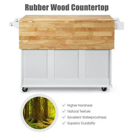 Gymax Drop Leaf Kitchen Island Trolley Cart Wood Storage Cabinet W Spice Rack White Canada Gymax Drop Leaf Kitchen Island Trolley, Portable Kitchen Island With Seating Canada