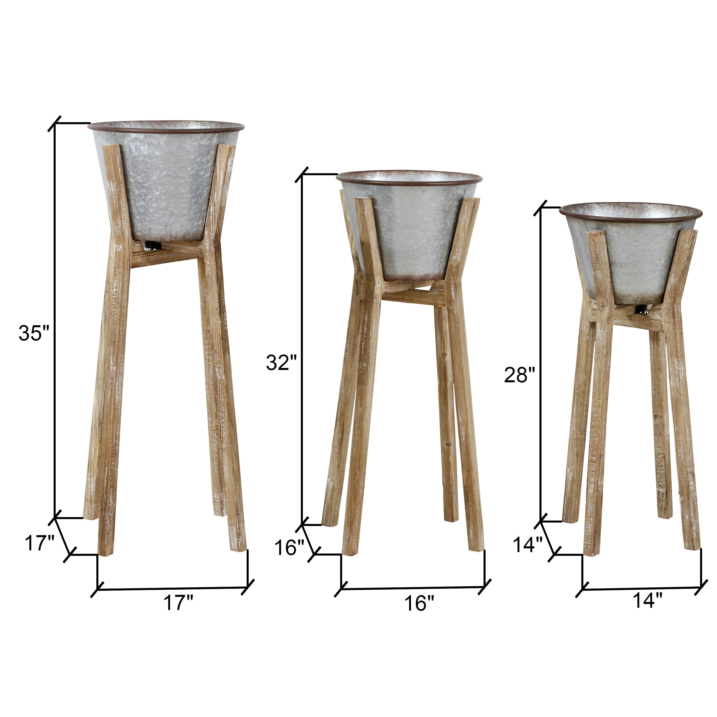Aspire Home Accents Hayes Modern Rustic Planters (Set of 3) - 35"h x 17"w / 32"h x 16"w / 28"h x 14"w