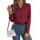 thumbnail image 1 of Blusa Plisada de Larga con Cuello en V para Mujer, Ideal para Oficina Rojo S, 1 of 8
