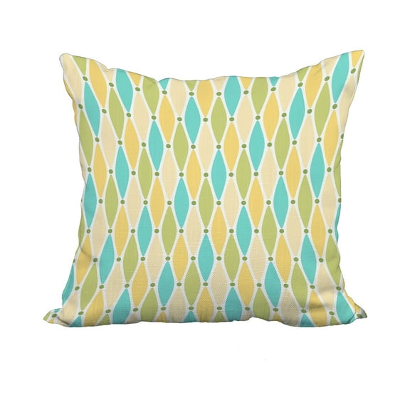 18 x 18 Inch Yellow Geometric Print Decorative Polyester Throw Pillow with a Linen Texture