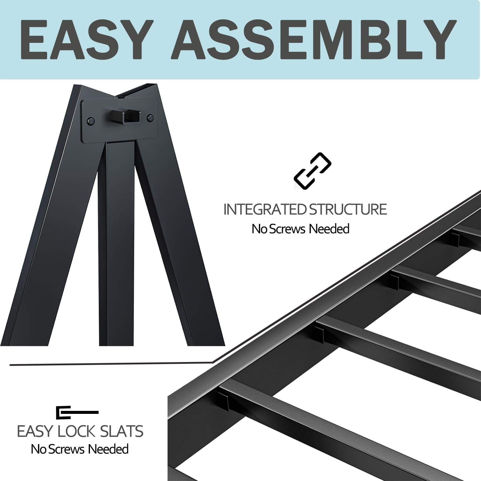 ULIESC 14" Heavy Duty Metal Platform Bed Frame, No Box Spring Needed, King Size