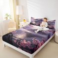 thumbnail image 3 of Homewish Dreamy Cherry Blossom Bed Sheets,Japanese Landscape Full Size Sheets,Purple,4-Piece,1 Flat Sheet, 1 Fitted Sheet and 2 Pillowcases, 3 of 6