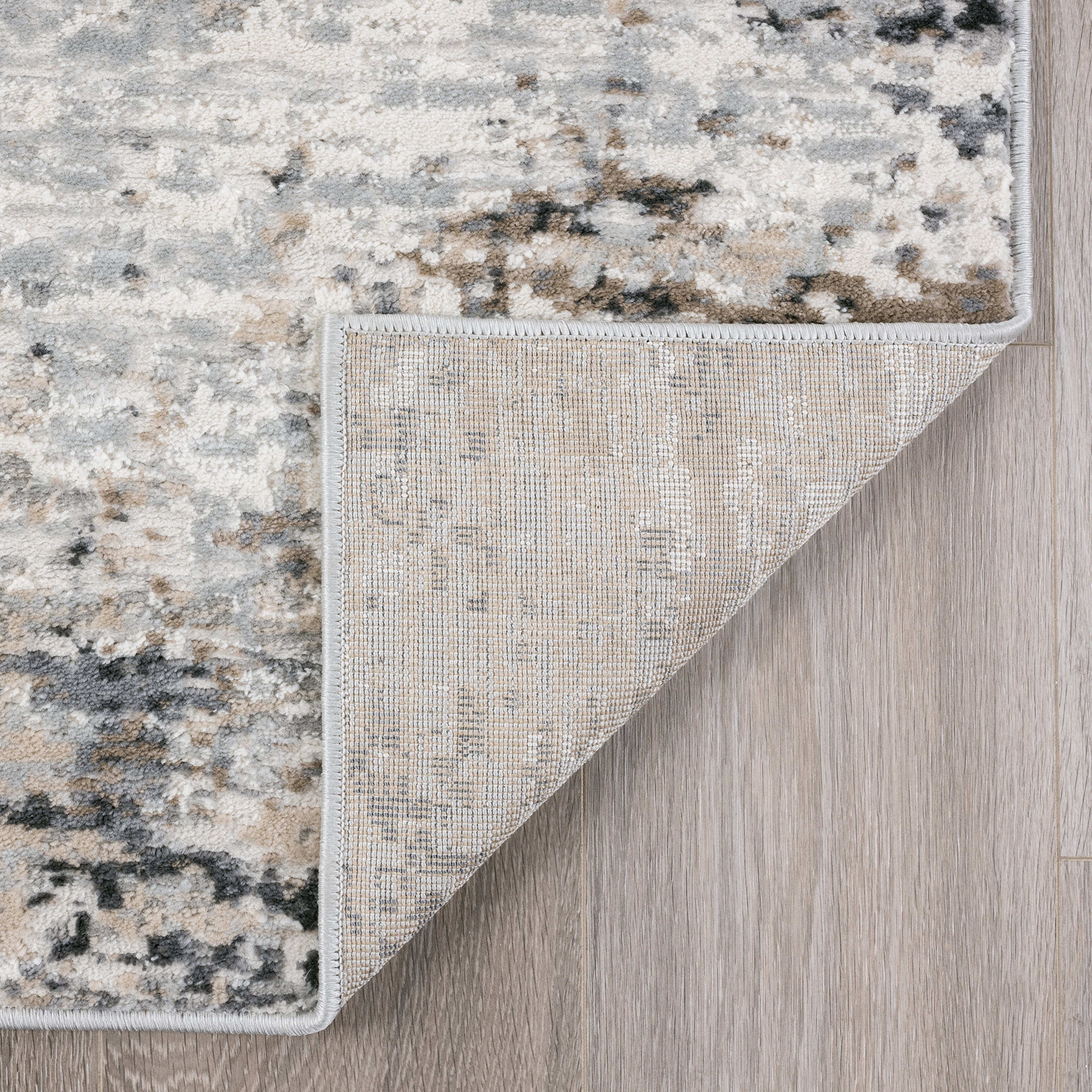 Yardley Distressed Contemporary Abstract Gray, Beige Indoor Area Rug, 4' x 5'