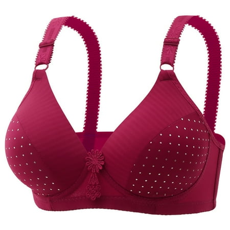 Wireless Bras Plus Size  Xunlbb Women s Non-steel Lace Stitching Comfortable And Breathable Gathered Adjustable Bra Underwear(Wine 42)
