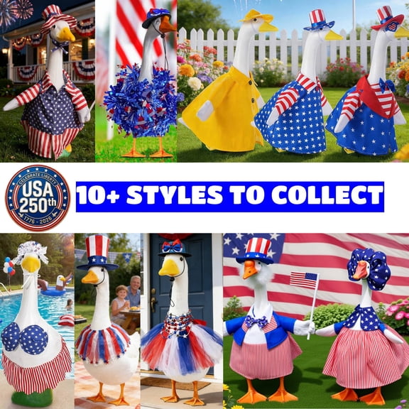 Lazyguy Patriotic 4th of July Decorations Independence Day Goose Dress Garden Statues, Waterproof Raincoat for Geese