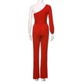 thumbnail image 2 of Aayomet Jumpsuit For Women Women Solid Long Sleeve Cold Shoulder Jumpsuit Casual Clubwear Wide Leg Pants,Red S, 2 of 3