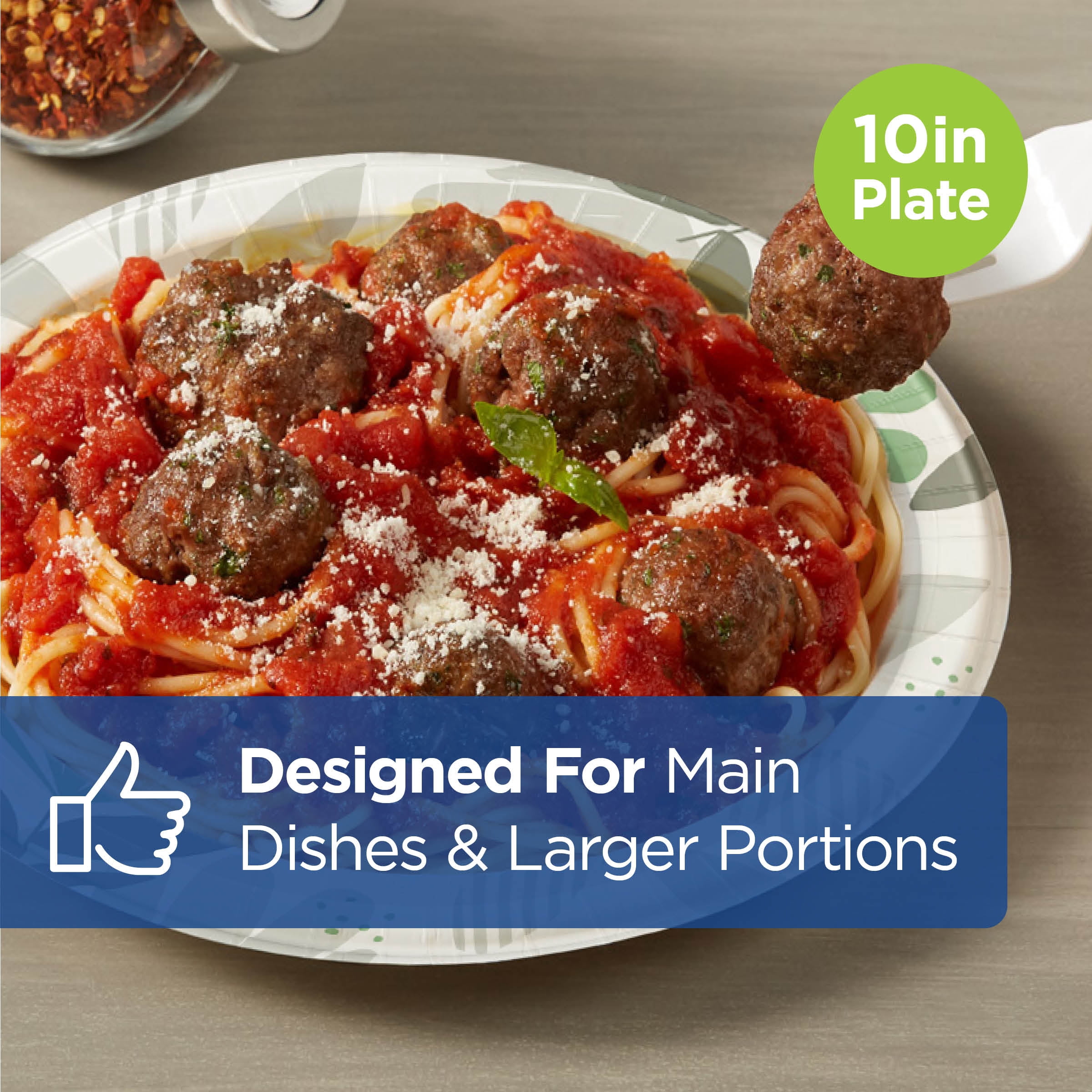 Dixie® 8 1/2" Medium-Weight Paper Plates By GP PRO (Georgia-Pacific), Pathways®, UX9PATH (Case), 1000 Count (125 Plates Per Pack, 8 Packs Per Case)