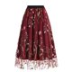 thumbnail image 1 of Gibobby faldas largas de mujer casuales Falda bordada a la moda para mujer, falda corta holgada con cintura elástica y bolsillo en forma de A(Rojo, XL), 1 of 5