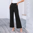 thumbnail image 2 of Miluxas Womens Trendy Dress Pants Stretchy High Waisted Wide Leg Pants Solid Business Casual Trousers with Pockets Black, 2 of 9