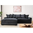 thumbnail image 2 of 102.4'' Oversized L Shaped Sectional Sofa with Chaise, 4 Seater Luxury Corduroy Fabric Cloud Couch, Soft Furry Deep Seat  Sofa with Pillows & Wide Arm, Left Facing, Black, 2 of 8