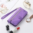 thumbnail image 5 of Tarise for Apple iPhone 14 Pro Wallet Case for Women Men, iPhone 14 Pro Cover, Embossed PU Leather Magnet Buckle Card Slots Zipper Pocket Lanyard Wrist Strap Handbag Slim All-inclusive Case, Purple, 5 of 8