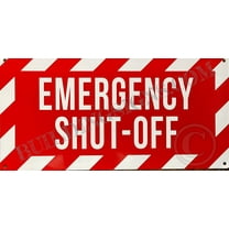 Emergency Shut Off Sign (RED, Reflective, Aluminium 6X12,Rust Free)-Zebra line (ref-2201)