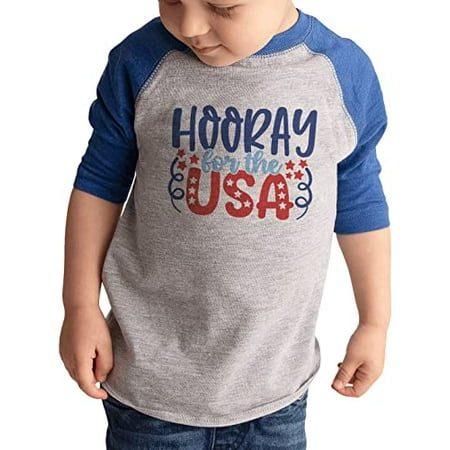 

7 ate 9 Apparel Kids Patriotic 4th of July Shirt - Horray for The USA Blue Shirt 18 Months