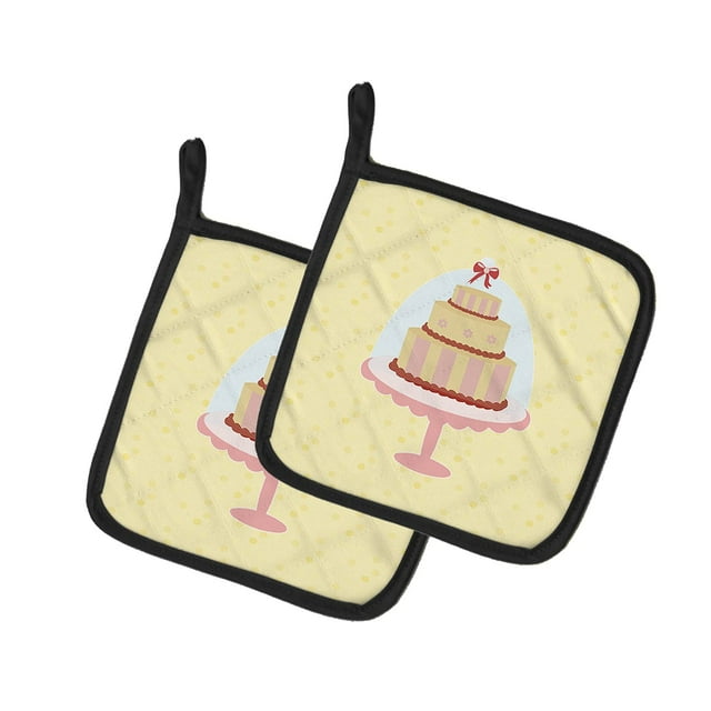 ""Caroline'S Treasures Pastel De 3 Niveles En Agarradera Decorada En Amarillo 7.5Hx7.5W Multicolor""