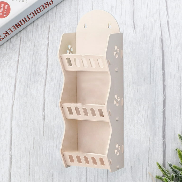 Plastic Three Compartments Wall Hanging Rack Mobile Phone Shelf  Self-assembly Storage Rack (Single Small, Sending Sticky Hook)