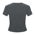 thumbnail image 4 of Summer Tops for Women Tech Shirts T Shirt Women Short Sleeve Tee Shirts Girls Short Sleeve Tops for Summer Womens Solid Shirt Womens Long Tee Top Extra Long T Athletic Wear Grey L, 4 of 5