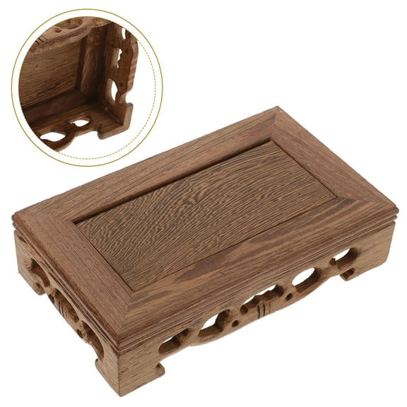 Topbathy Retro Wooden Pedestal Coffee Decorative Base for Unique Stone Ornaments for Home Decor 1Pc