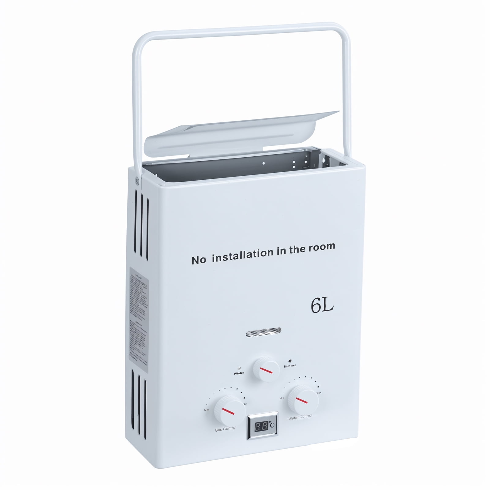 Thehsnt Portable Water Heaters, 6L Tankless Water Heaters, Liquefying Gas Outdoor Digital Display Water Heaters for Camping, RV, Boat, Cabins
