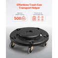 thumbnail image 5 of Trash Can Dolly - 20-55 Gallon Roller Base, Heavy Duty 500lbs, Lockable Wheels - Round Bin Mover Cart for Home, Office, Industrial Use, 5 of 7