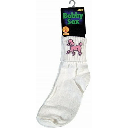 Adult Poodle Socks White Women's Pink Bobbie 50's Sock Hop Costume