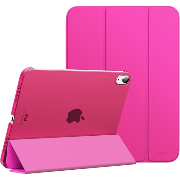 mjw001  iPad (A16) 11th Generation Case 11 Inch 2025, iPad 10th Generation Case 10.9 Inch 2022, Slim Stand Hard PC Translucent Back Shell Smart Cover, Support Touch ID, Auto Wake/Sleep,Bright Pink